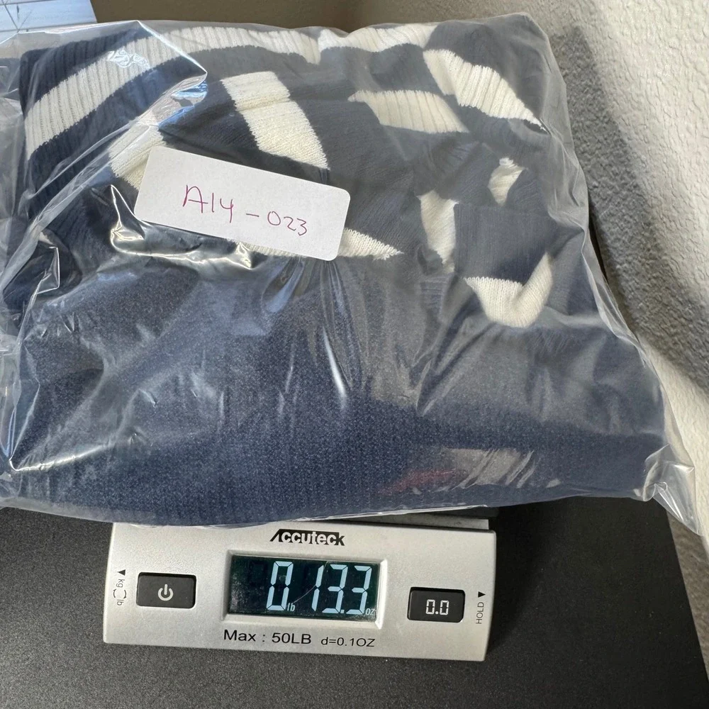 CHAPS Women Navy Blue V Neck Sweater 3X Striped‎ Trim Long Sleeve Casual - Picture 7 of 7